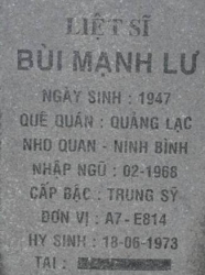 Tìm thân nhân liệt sĩ Bùi Mạnh Lư