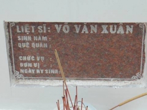 Nhắn tìm thân nhân liệt sĩ Võ Văn Xuân