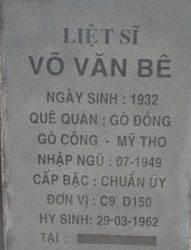 Tìm thân nhân liệt sĩ Võ Văn Bê