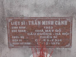 Nhắn tìm thân nhân liệt sỹ  Trần Minh Cảnh