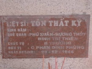 Nhắn tìm thân nhân liệt sỹ  Tôn Thất Kỳ