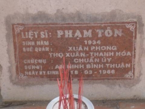 Nhắn tìm thân nhân liệt sỹ  Phạm Tôn