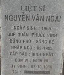 Tìm thân nhân liệt sĩ Nguyễn Văn Ngãi