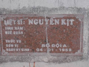 Nhắn tìm thân nhân liệt sĩ Nguyễn Kịt