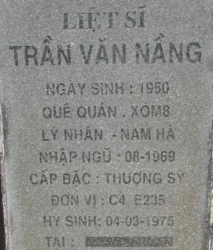 Tìm thân nhân liệt sĩ Trần Văn Nầng