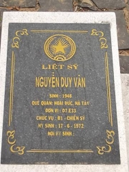 Nhắn tìm thân nhân liệt sỹ  Nguyễn Duy Văn