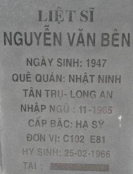 Tìm thân nhân liệt sĩ Nguyễn Văn Bên