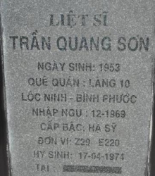 Tìm thân nhân liệt sĩ Trần Quang Sơn