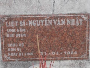 Nhắn tìm thân nhân liệt sĩ Nguyễn Văn Nhật