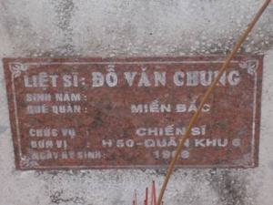 Nhắn tìm thân nhân liệt sỹ Đỗ Văn Chung