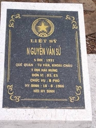 Nhắn tìm thân nhân liệt sỹ Nguyễn Văn Sử