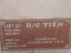 Nhắn tìm thân nhân liệt sĩ Tiến