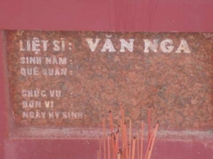 Nhắn tìm thân nhân liệt sĩ Văn Nga