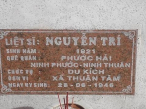 Nhắn tìm thân nhân liệt sỹ  Nguyễn Trí