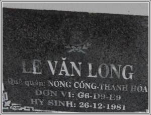 Nhắn tìm thân nhân liệt sỹ Lê văn Long