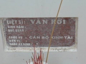 Nhắn tìm thân nhân liệt sĩ Văn Hời