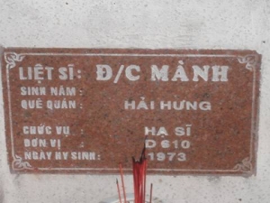 Nhắn tìm thân nhân liệt sỹ Mành