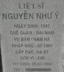 Tìm thân nhân liệt sĩ Nguyễn Như Ý