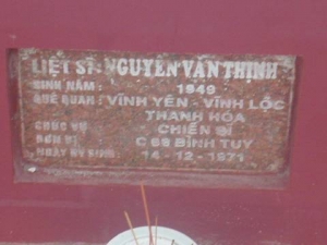 Nhắn tìm thân nhân liệt sỹ  Nguyễn Văn Thịnh