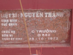 Nhắn tìm thân nhân liệt sĩ Nguyễn Thành