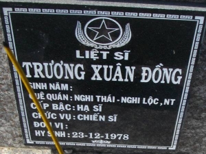Nhắn tìm thân nhân liệt sỹ  Trương Xuân Đồng
