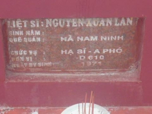 Nhắn tìm thân nhân liệt sỹ Nguyễn Xuân Lan ( Lân )