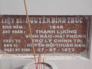 Tìm thân nhân liệt sĩ  Nguyễn Đình Thức