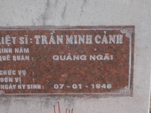 Nhắn tìm thân nhân liệt sỹ Trần Minh Cảnh