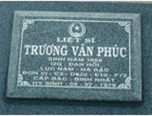 Tìm thân nhân liệt sĩ Trương Văn Phúc
