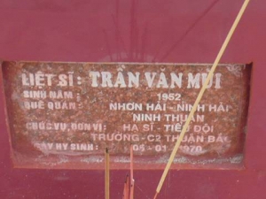 Nhắn tìm thân nhân liệt sỹ Trần Văn Mùi