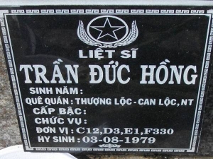 Nhắn tìm thân nhân liệt sỹ  Trần Đức Hồng