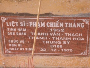Nhắn tìm thân nhân liệt sỹ  Phạm Chiến Thắng