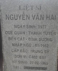 Tìm thân nhân liệt sĩ Nguyễn Văn Hai