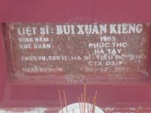 Nhắn tìm thân nhân liệt sỹ  Bùi Xuân Kiêng