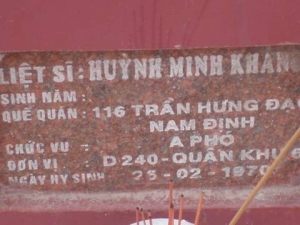 Nhắn tìm thân nhân liệt sỹ Huỳnh Minh Khang ( Khanh - Khánh )