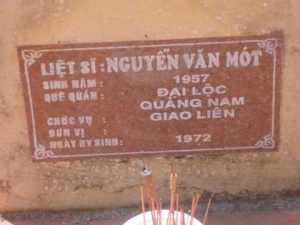 Nhắn tìm thân nhân liệt sỹ  Nguyễn Văn Mót