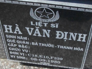 Nhắn tìm thân nhân liệt sỹ  Hà Văn Định