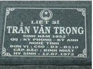 Tìm thân nhân liệt sĩ Trần Văn Trọng
