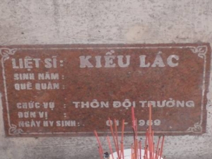 Nhắn tìm thân nhân liệt sĩ Kiều Lác