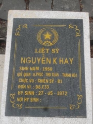 Nhắn tìm thân nhân liệt sỹ  Nguyễn K Hay