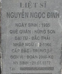 Tìm thân nhân liệt sĩ Nguyễn Ngọc Đinh