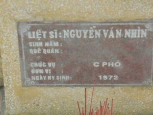 Nhắn tìm thân nhân liệt sĩ Nguyễn Văn Nhìn