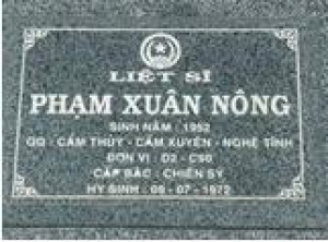 Tìm thân nhân liệt sĩ Phạm Xuân Nông