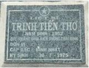 Tìm thân nhân liệt sĩ Trịnh Tiến Thơ