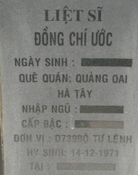 Tìm thân nhân liệt sĩ Đồng Chí Ước