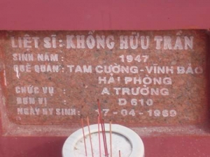 Tìm thân nhân liệt sĩ  Khổng Hữu Trần