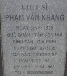 Tìm thân nhân liệt sĩ Phạm Văn Khang