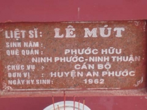 Nhắn tìm thân nhân liệt sỹ Lê Mút