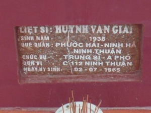 Nhắn tìm thân nhân liệt sỹ Nguyễn Văn Giải