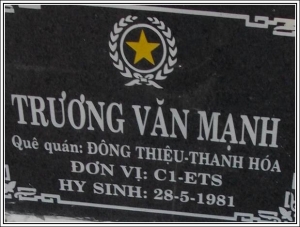 Nhắn tìm thân nhân liệt sỹ Trương Văn Mạnh